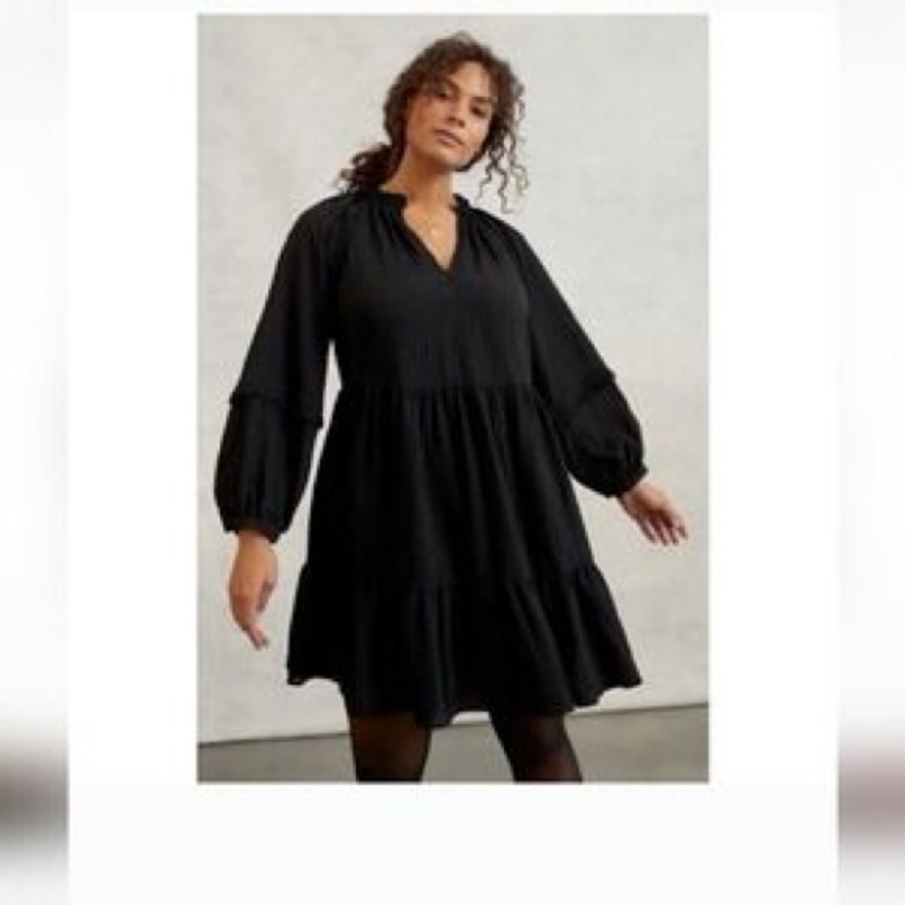 Mare x Anthropologie Black Women's Long Sleeve Swing Dress